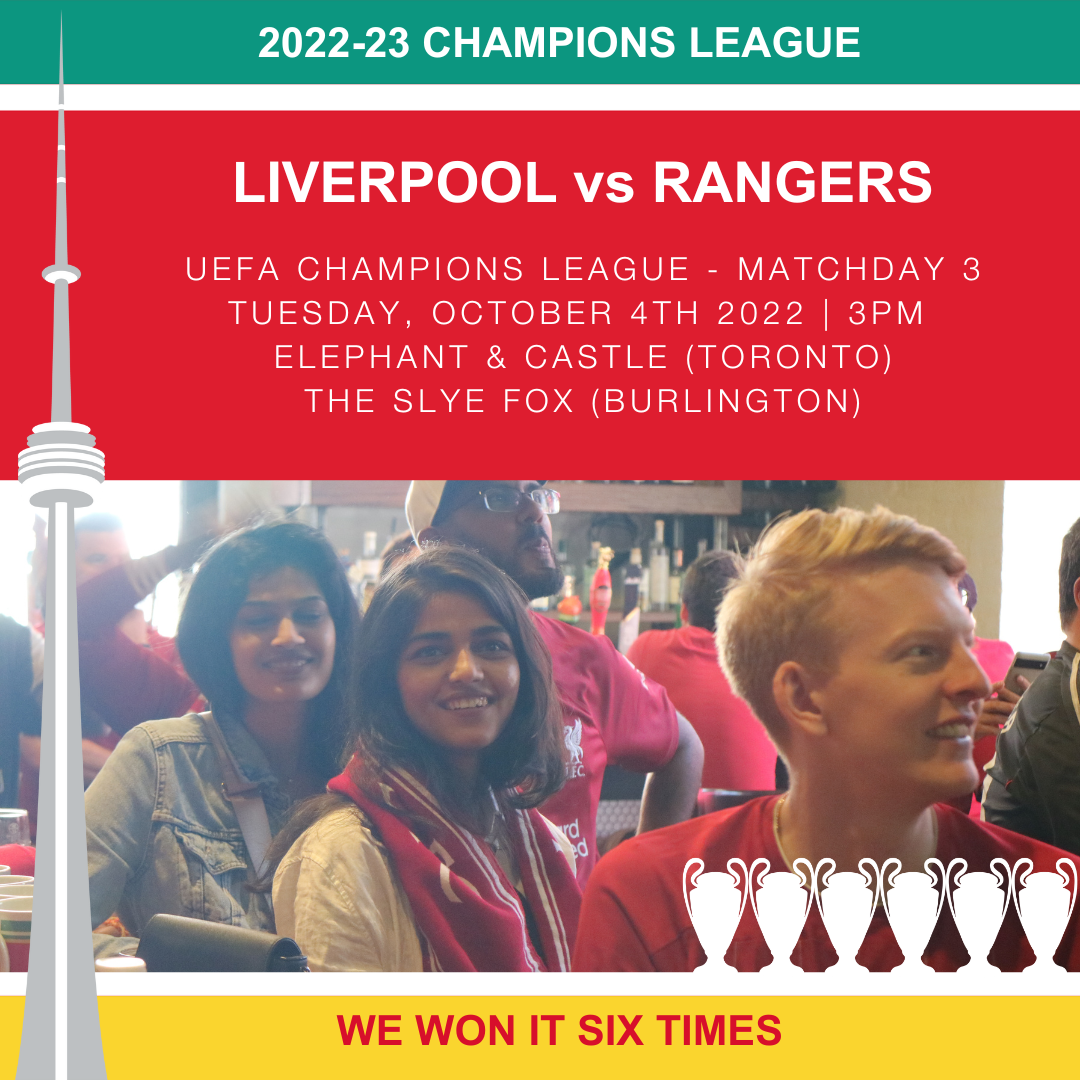 Watch Liverpool FC v Rangers Champions League Toronto
