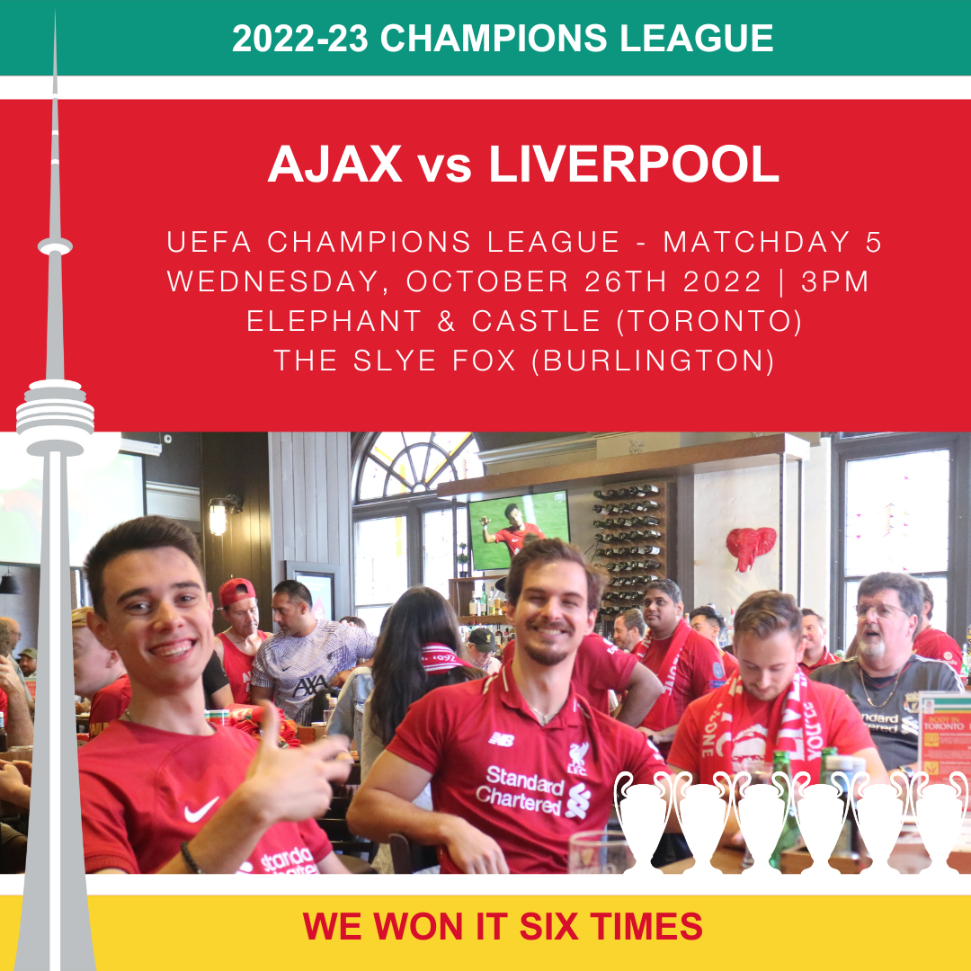 Watch AJAX vs Liverpool FC Champions League Toronto